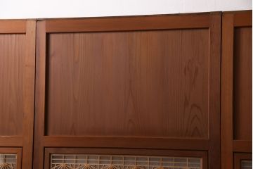 組子入り帯戸4枚をリペア&カスタム!設置場所に合わせてリサイズ。戸車を取り付け。帯部分のガラスをクリアガラスに変更。(引き戸、建具)