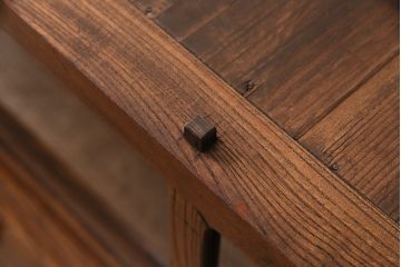 大正期の関東水屋箪笥をリペア&カスタム!建具はガラス戸に変更。下段の小引き出し等は取り外し、リデザイン。可動式の棚板を新たに製作。かぶせタイプの取っ手をを取り付け。(食器棚、収納棚、キャビネット)