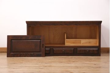 北海道民芸家具のサイドボードをリペア&カスタム!天板の補強。当店商品を参考に着色し仕上げ。(収納棚、戸棚、ローボード)