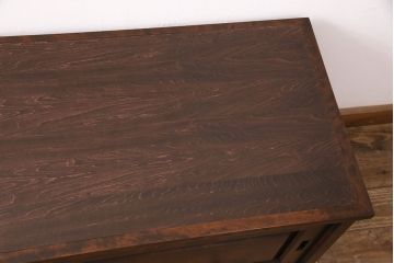 北海道民芸家具のサイドボードをリペア&カスタム!天板の補強。当店商品を参考に着色し仕上げ。(収納棚、戸棚、ローボード)