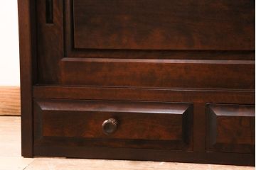 北海道民芸家具のサイドボードをリペア&カスタム!天板の補強。当店商品を参考に着色し仕上げ。(収納棚、戸棚、ローボード)