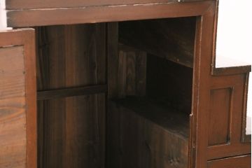 明治期の階段箪笥をリペア&カスタム!可動部の調整。背板など傷んだ箇所を張り替え。極めて黒に近い茶色に着色し仕上げ。(収納棚、時代箪笥、和タンス)