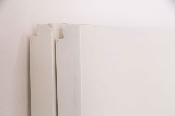 1960年頃のペイントガラス戸2枚をリペア&カスタム!設置場所に合わせてリサイズ。平型戸車を取り付け。(引き戸、建具)