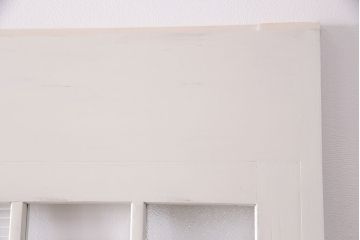 1960年頃のペイントガラス戸2枚をリペア&カスタム!設置場所に合わせてリサイズ。平型戸車を取り付け。(引き戸、建具)