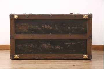 トランクダイニングテーブルをリペア&カスタム!強化ガラス天板、キャスターを取り付け。底板の補強。トランク内部はベニヤ板で内貼り加工。(リビングテーブル、センターテーブル)