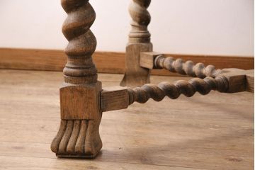 イギリスアンティークのドローリーフテーブルの見た目を変えずに綺麗にリペア!高品質リペアを施し、蜜蝋ワックス仕上げ。(エクステンションテーブル)