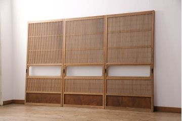 昭和初期の格子戸3枚をリペア&カスタム!裏障子をプラスチック障子に張り替え。引手を取り付け。(引き戸、障子戸、建具)
