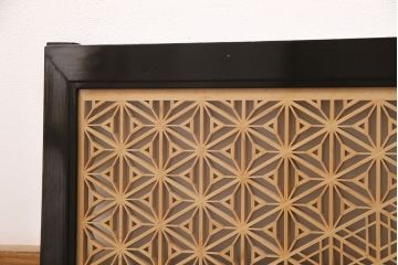 組子欄間をリペア&カスタム!表面にはクリアガラス、裏面にはすりガラスを組み入れ。(明り取り、明かり取り)