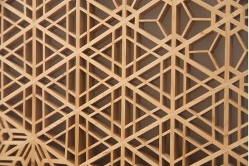 組子欄間をリペア&カスタム!表面にはクリアガラス、裏面にはすりガラスを組み入れ。(明り取り、明かり取り)