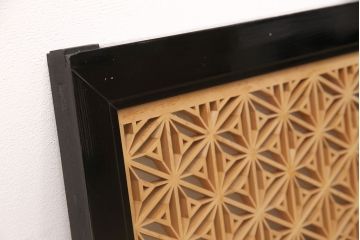 組子欄間をリペア&カスタム!表面にはクリアガラス、裏面にはすりガラスを組み入れ。(明り取り、明かり取り)