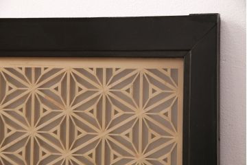 組子欄間をリペア&カスタム!表面にはクリアガラス、裏面にはすりガラスを組み入れ。(明り取り、明かり取り)