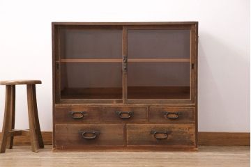 明治大正期の戸棚の見た目を変えずに綺麗にリペア!天板の補強。(収納棚、サイドボード、キャビネット)