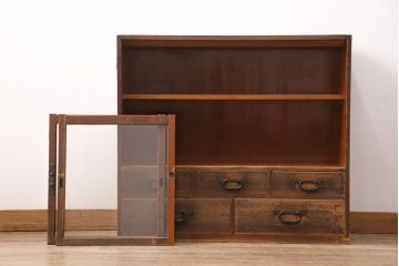 明治大正期の戸棚の見た目を変えずに綺麗にリペア!天板の補強。(収納棚、サイドボード、キャビネット)