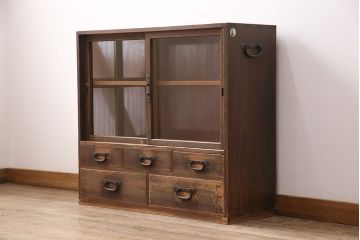 明治大正期の戸棚の見た目を変えずに綺麗にリペア!天板の補強。(収納棚、サイドボード、キャビネット)