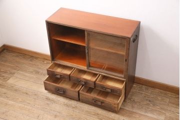 明治大正期の戸棚の見た目を変えずに綺麗にリペア!天板の補強。(収納棚、サイドボード、キャビネット)