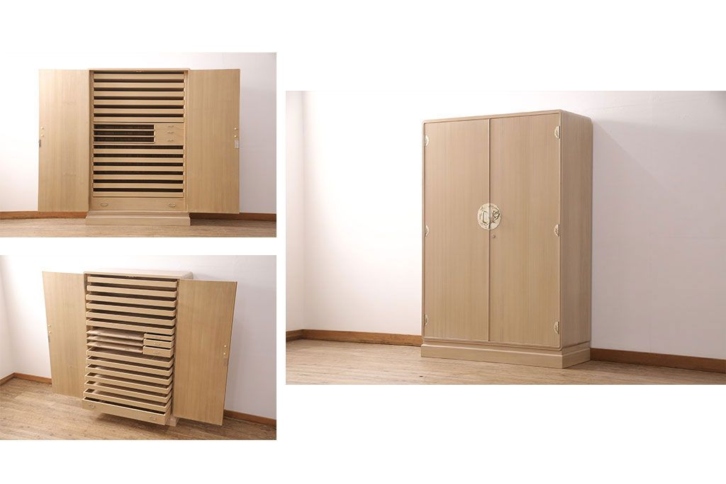 加茂総桐箪笥の見た目を変えずに綺麗にリペア!高品質リペアを施し、木地色仕上げ。(総桐たんす、衣装箪笥、着物箪笥、和タンス)