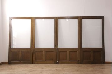 ガラス戸4枚をリペア&カスタム!クリアガラスに入れ替え。戸車、サムターン錠を取り付け。外部用塗装で仕上げ。(引き戸、建具)