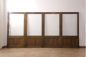 ガラス戸4枚をリペア&カスタム!クリアガラスに入れ替え。戸車、サムターン錠を取り付け。外部用塗装で仕上げ。(引き戸、建具)