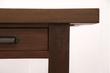 引き出し付きの作業台をリペア&カスタム!脚の貫の取り外し。傷の補修・着色。ワックス仕上げ。(ダイニングテーブル)