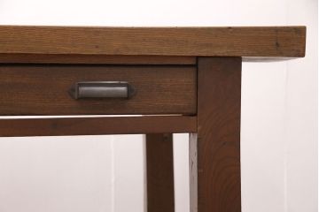 引き出し付きの作業台をリペア&カスタム!脚の貫の取り外し。傷の補修・着色。ワックス仕上げ。(ダイニングテーブル)