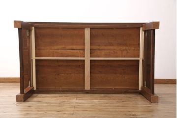 引き出し付きの作業台をリペア&カスタム!脚の貫の取り外し。傷の補修・着色。ワックス仕上げ。(ダイニングテーブル)