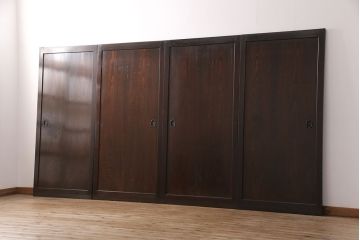 明治期の板戸4枚をリペア&カスタム!それぞれ設置場所に合わせてリサイズ。平型戸車、引き手を取り付け。(引き戸、建具)