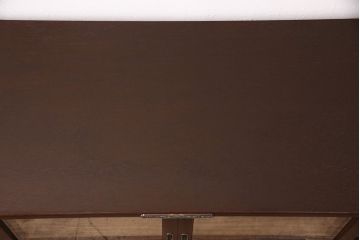 民芸家具の箪笥ローボードをリペア&カスタム!天板は本体の色味に合わせて着色し、内側から補強。建具はガラス戸へ変更。背面穴開け加工。(リビングボード、テレビボード、和タンス)