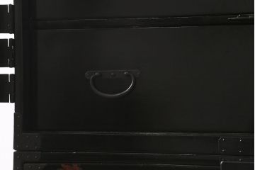 漆絵が施された明治大正期の重ね箪笥の見た目を変えずに綺麗にリペア!カシュー塗装仕上げ。(アート家具、アート箪笥、収納箪笥、時代箪笥、向日葵、ひまわり)