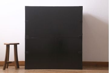 漆絵が施された明治大正期の重ね箪笥の見た目を変えずに綺麗にリペア!カシュー塗装仕上げ。(アート家具、アート箪笥、収納箪笥、時代箪笥、向日葵、ひまわり)