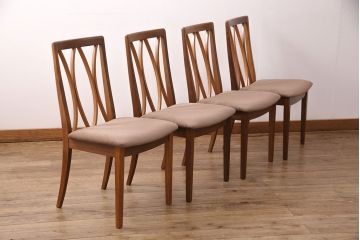 G-PLANのチェア4脚をリペア&カスタム!指定の生地で座面の張り替え。木部は現状に近しい色味に着色し仕上げ。(ダイニングチェア、椅子)