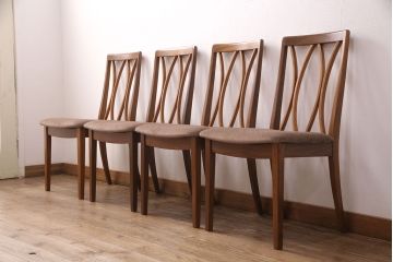 G-PLANのチェア4脚をリペア&カスタム!指定の生地で座面の張り替え。木部は現状に近しい色味に着色し仕上げ。(ダイニングチェア、椅子)