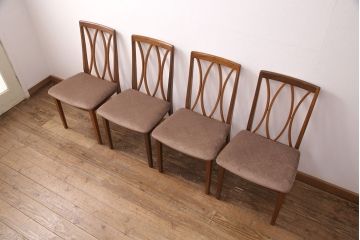 G-PLANのチェア4脚をリペア&カスタム!指定の生地で座面の張り替え。木部は現状に近しい色味に着色し仕上げ。(ダイニングチェア、椅子)