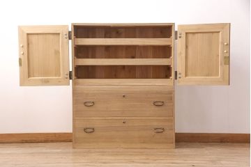 桐箪笥の見た目を変えずに綺麗にリペア!房の交換。木地色・蜜蝋ワックス仕上げ。(収納箪笥、整理箪笥、衣装箪笥、着物箪笥、和タンス、桐たんす)