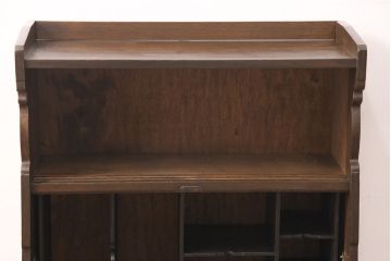 ライティングビューローをリペア&カスタム!作業台の生地を張り替え、現状に色味を活かして仕上げ。(簿記机、ワークデスク)