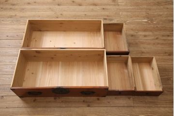 明治期の時代箪笥をリペア&カスタム!天板を取り付け、現状に近しい色味に着色し仕上げ。(和箪笥、和たんす、収納棚、戸棚、ローボード、テレビ台)