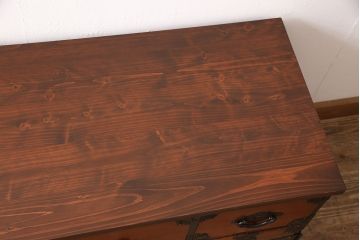 明治期の時代箪笥をリペア&カスタム!天板を取り付け、現状に近しい色味に着色し仕上げ。(和箪笥、和たんす、収納棚、戸棚、ローボード、テレビ台)