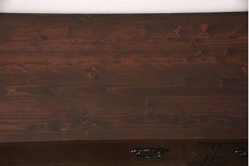 民芸箪笥をリペア&カスタム!3段から2段へ段数を変更しローボードにリメイク。天板を新たに製作。1トーン落ち着いた色味に着色し仕上げ。(トーチェスト、テレビ台、テレビボード、引き出し)