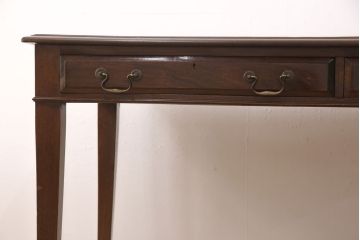 イギリスアンティークのレザートップテーブルをリペア&カスタム!蜜蝋ワックス仕上げ。(ワークデスク、ダイニングテーブル、作業台)