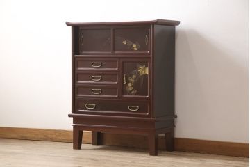 小箪笥をリペア&カスタム!木製脚を取り付け、背面に配線用穴あけ加工。(和タンス、収納棚、戸棚、サイドボード、引き出し4杯)