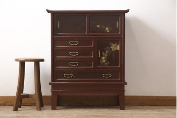 小箪笥をリペア&カスタム!木製脚を取り付け、背面に配線用穴あけ加工。(和タンス、収納棚、戸棚、サイドボード、引き出し4杯)