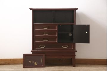 小箪笥をリペア&カスタム!木製脚を取り付け、背面に配線用穴あけ加工。(和タンス、収納棚、戸棚、サイドボード、引き出し4杯)