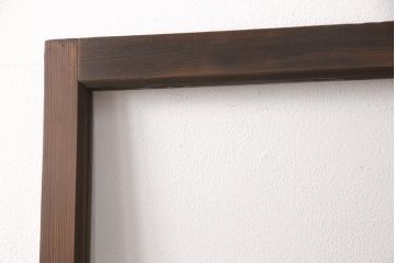 ガラス戸2枚にリペア&カスタム!指定の箇所にクリアガラス・花菱模様・モールガラス・ダイヤガラスに交換。引手を葵戸引手に統一。濃い茶色に着色し仕上げ。(引き戸、建具)