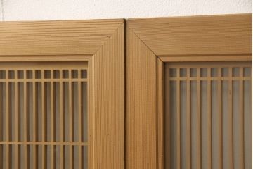 ヴィンテージの欄間2枚をリペア&カスタム!片側ガラスを両面ガラス仕様に加工。クリアワックス仕上げ。(明かり取り、明り取り、らんま、ヴィンテージ)