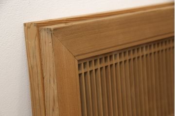 ヴィンテージの欄間2枚をリペア&カスタム!片側ガラスを両面ガラス仕様に加工。クリアワックス仕上げ。(明かり取り、明り取り、らんま、ヴィンテージ)