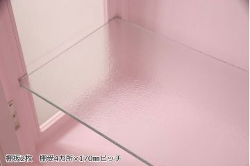 アンティークケビントをリペア&カスタム!高品質リペアを施し、ピンクにペイントし仕上げ。(ガラスケース、ショーケース、飾り棚、陳列棚)