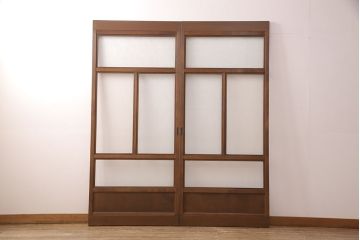 アンティークのガラス戸2枚をリペア&カスタム!高さと幅をリサイズし、引き手と戸車を取り付け。(引き戸、建具)