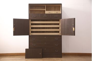加茂桐箪笥をリペア&カスタム!落ち着いた茶色に着色仕上げ。(総桐たんす、着物箪笥、和タンス)