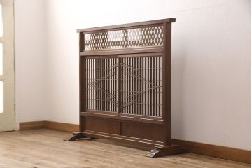 衝立をリペア&カスタム!破損していたガラスを新品のすりガラスに交換し、本体を着色・ワックスで仕上げ。(つい立て、建具、パーテーション)