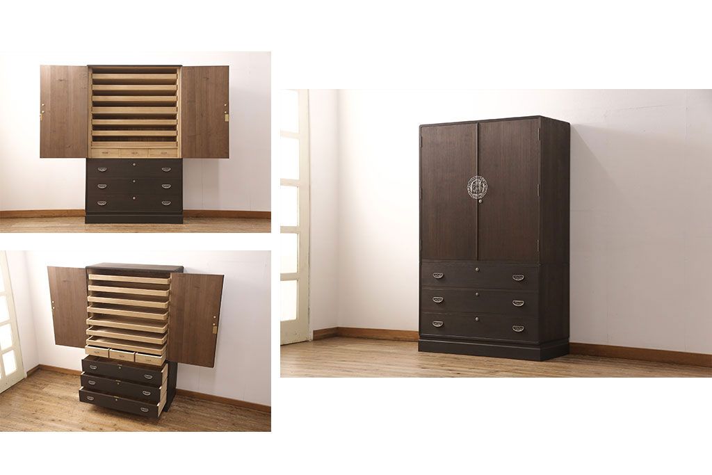 加茂桐層箪笥をリペア&カスタム!高品質リペアを施し、落ち着いた茶色に着色。(桐たんす、衣装箪笥、着物箪笥)