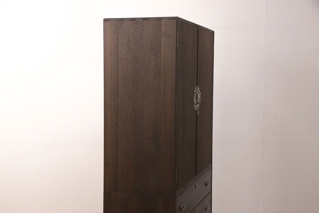加茂桐層箪笥をリペア&カスタム!高品質リペアを施し、落ち着いた茶色に着色。(桐たんす、衣装箪笥、着物箪笥)